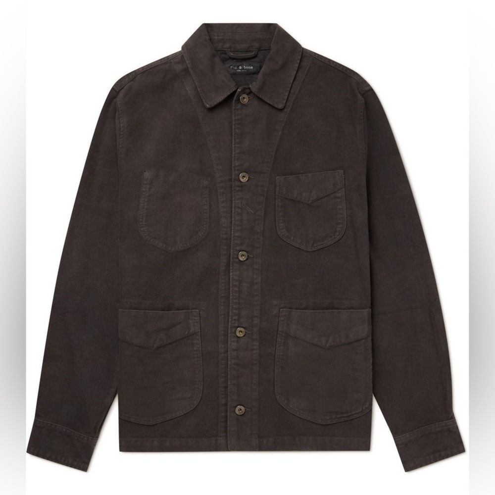 Mens Rag & Bone Mace Cotton Moleskin Shirt Jacket in Espresso Brown Sz M - Picture 3 of 10